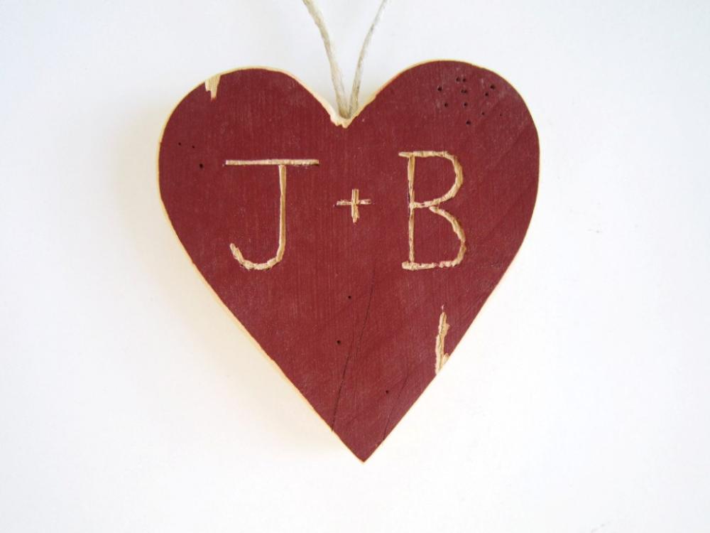 Personalized Wooden Heart Rustic Wedding Decor your initials red/white rustic wedding wood heart personalized wedding gifts barnwood
